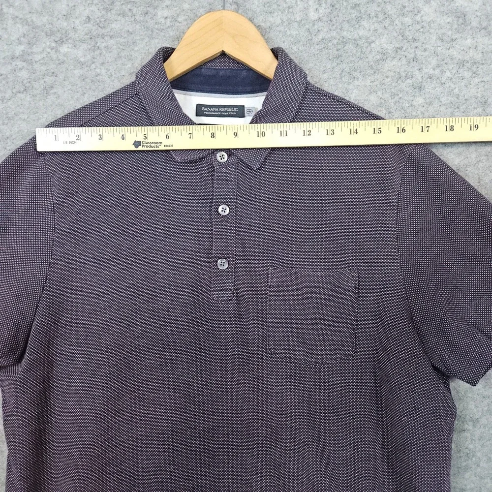 Banana Republic Men's Birdseye Size L Performance Pique Polo Shirt Pocket Preppy
